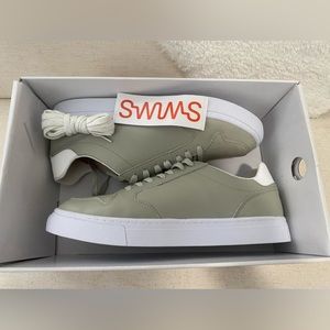 ($198 MSRP) Mens Size 12 Swims Avenue Designer Leather Sneaker Taupe Extra Laces